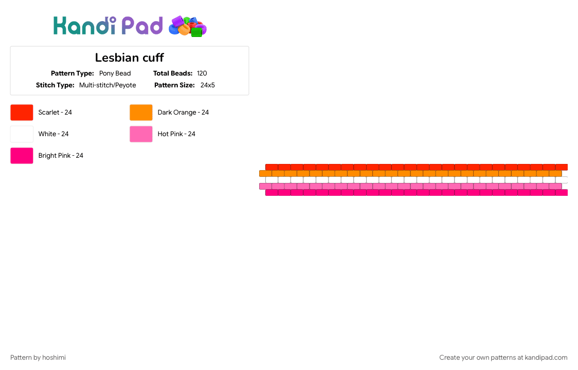 Lesbian cuff - Pony Bead Pattern by hoshimi on Kandi Pad - pink