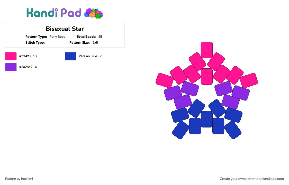 Bisexual Star - Pony Bead Pattern by hoshimi on Kandi Pad - bi, bisexual, pink, purple, star