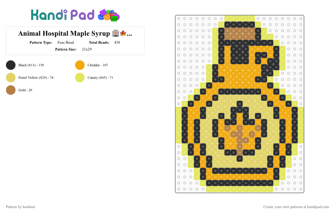 Animal Hospital Maple Syrup 🏥🍁🇨🇦 - Fuse Bead Pattern by hoshimi on Kandi Pad - orange,yellow,maple syrup,animal hospital maple syrup,animal hospital,roblox