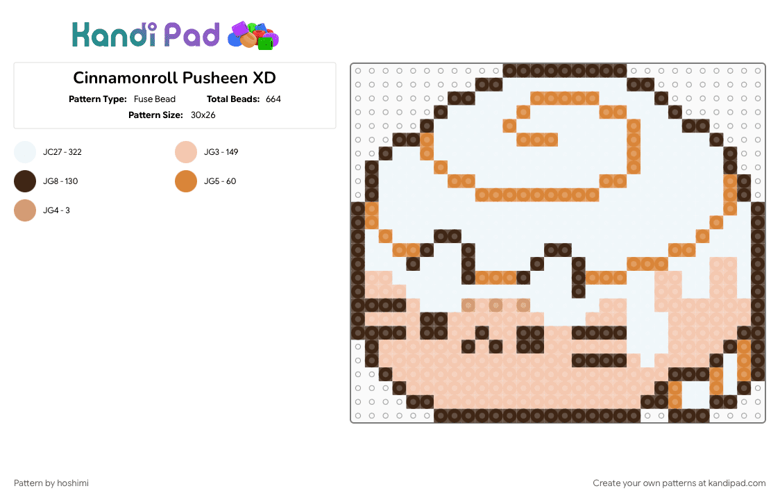 Cinnamonroll Pusheen XD - Fuse Bead Pattern by hoshimi on Kandi Pad - beige, brown, cinnamonroll, cute, cutecore, pusheen