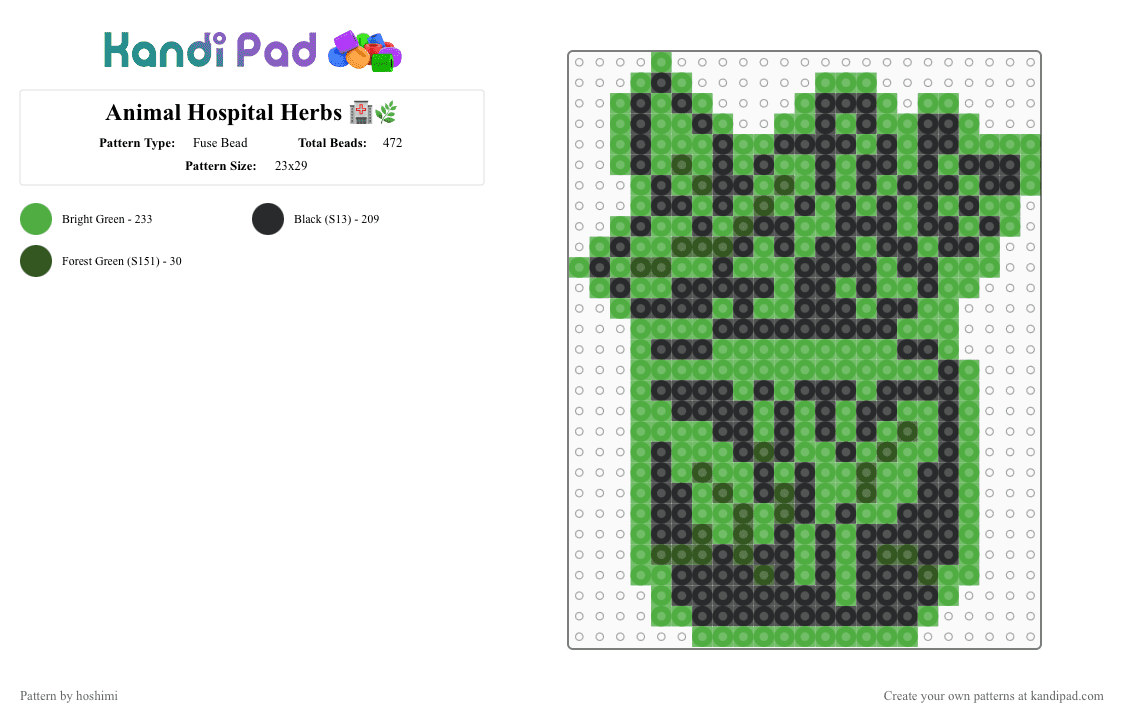 Animal Hospital Herbs 🏥🌿 - Fuse Bead Pattern by hoshimi on Kandi Pad - animal hospital, animal hospital herbs, green, herbs, roblox