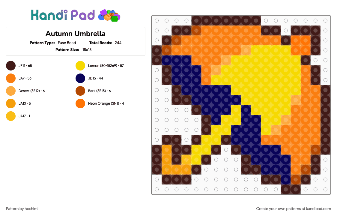 Autumn Umbrella - Fuse Bead Pattern by hoshimi on Kandi Pad - autumn, brown, orange, umbrella, yellow