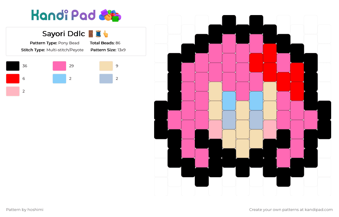 Sayori Ddlc 🚪🧵👆 - Pony Bead Pattern by hoshimi on Kandi Pad - ddlc, monika, natsuki, pink, sayori, yuri