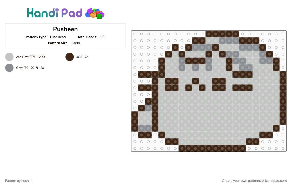 Pusheen - Fuse Bead Pattern by hoshimi on Kandi Pad - beige, cute, cutecore, pusheen