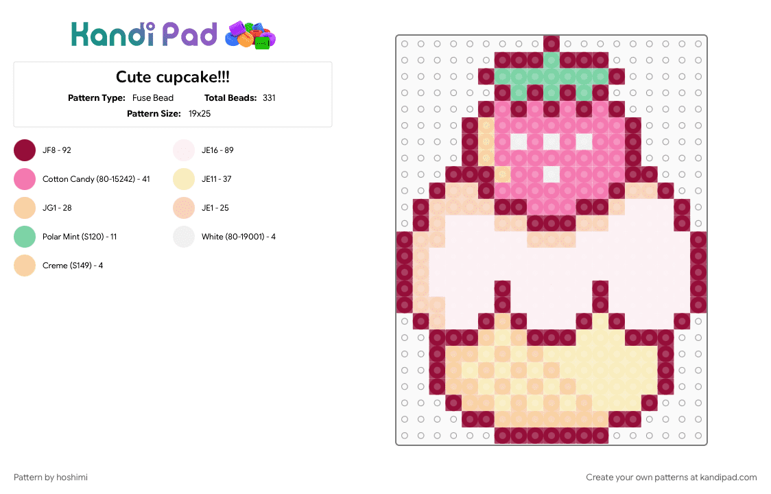 Cute cupcake!!! - Fuse Bead Pattern by hoshimi on Kandi Pad - beige, brown, cake, cupcake, cute, cutecore