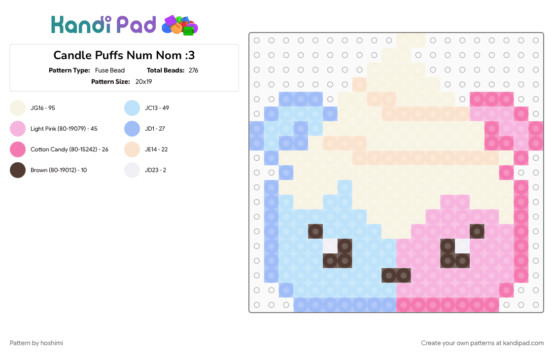 Candle Puffs Num Nom :3 Fuse Bead Pattern - Kandi Pad | Kandi Patterns ...