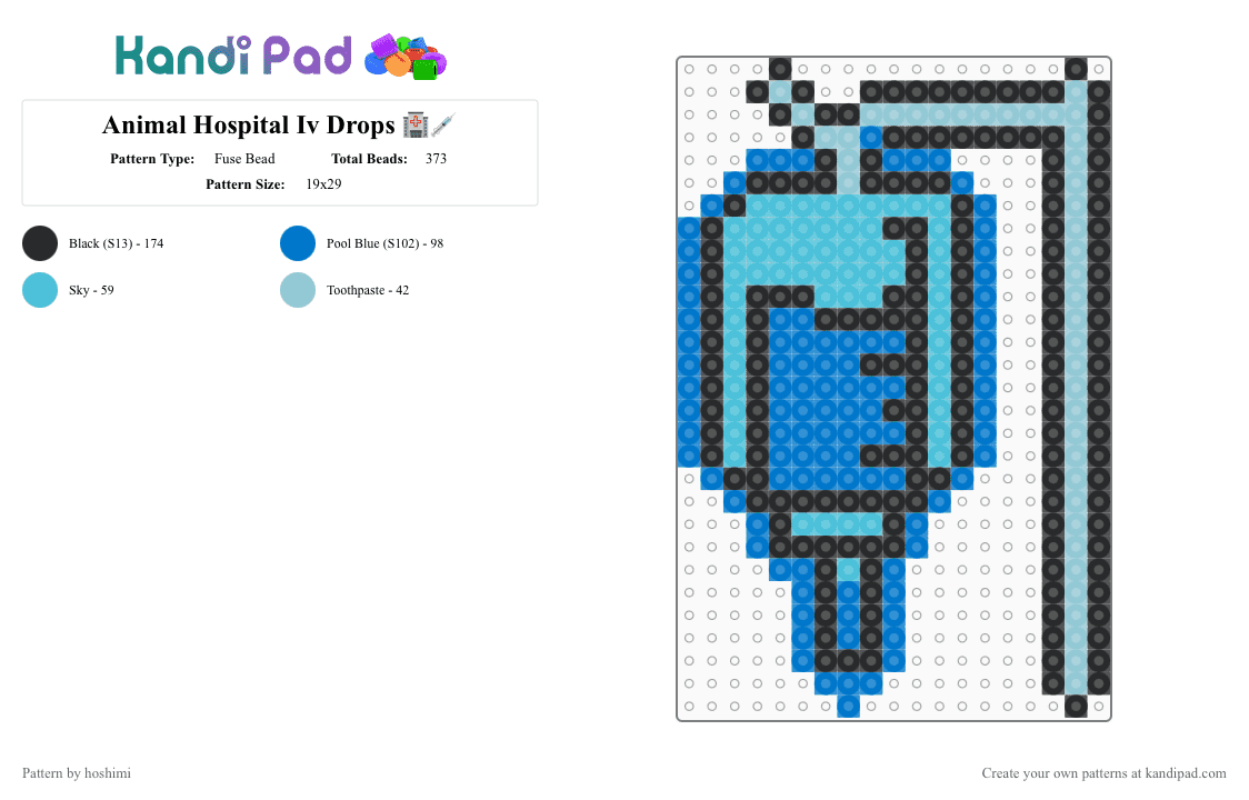 Animal Hospital Iv Drops 🏥💉 - Fuse Bead Pattern by hoshimi on Kandi Pad - animal hospital, animal hospital iv drops, blue, iv drops, light blue, roblox