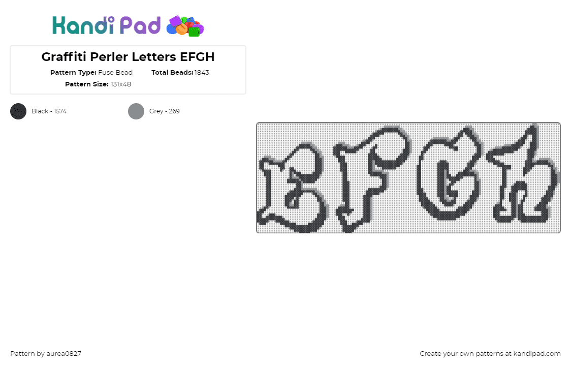 Graffiti Perler Letters EFGH - Fuse Bead Pattern by aurea0827 on Kandi Pad - graffiti,alphabet,text,outline,letters,efgh,black