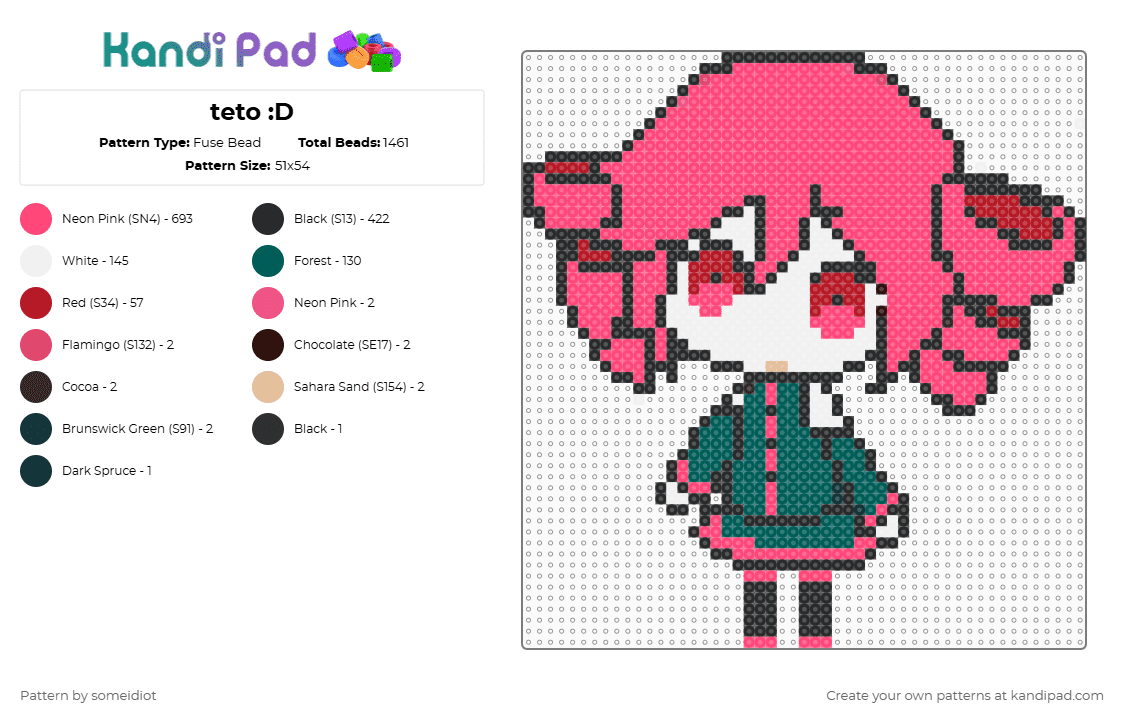 teto :D - Fuse Bead Pattern by someidiot on Kandi Pad - red