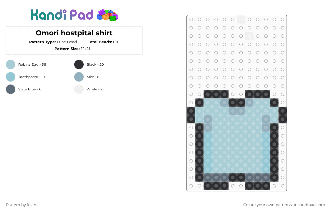 Omori hostpital shirt - Fuse Bead Pattern by feiaru on Kandi Pad - light blue
