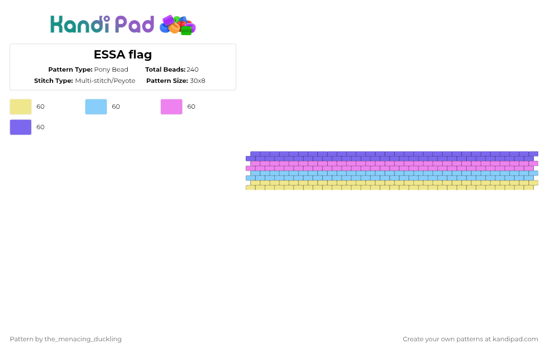 ESSA flag - Pony Bead Pattern by the_menacing_duckling on Kandi Pad - yellow,light blue,pink,blue
