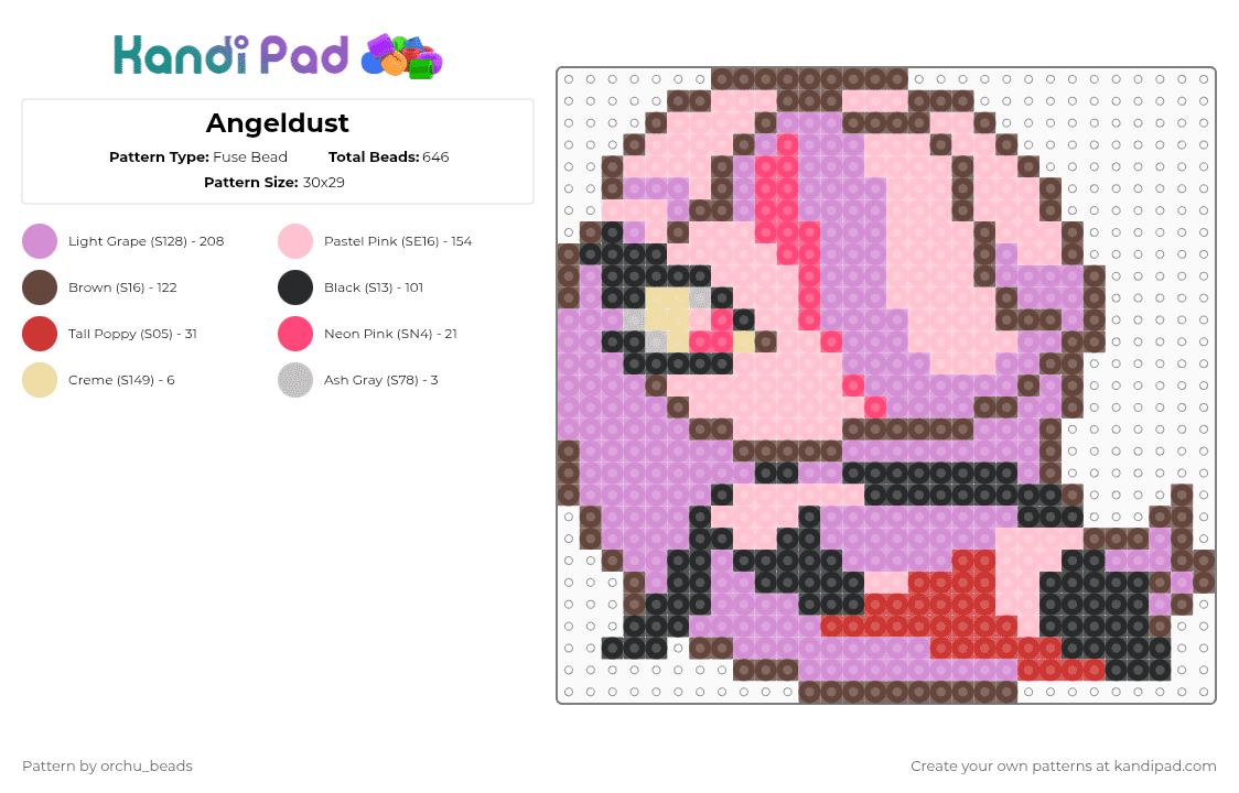 Angeldust - Fuse Bead Pattern by orchu_beads on Kandi Pad - pink