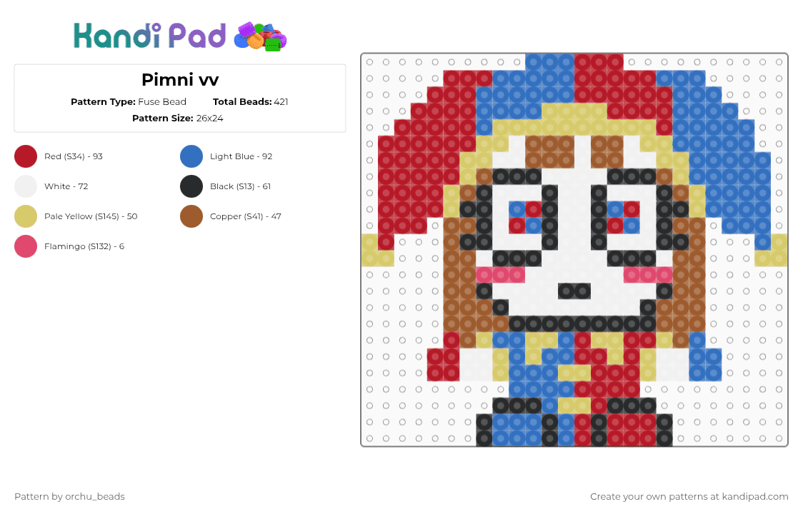 Pimni vv - Fuse Bead Pattern by orchu_beads on Kandi Pad - blue,red