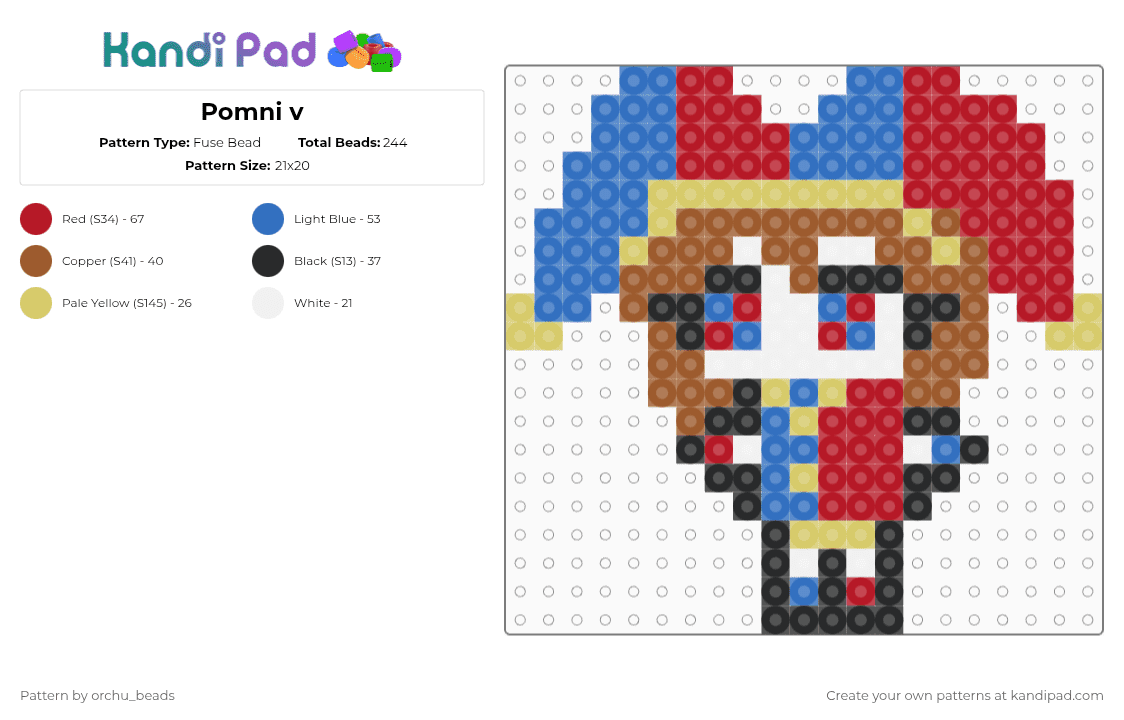 Pomni v - Fuse Bead Pattern by orchu_beads on Kandi Pad - blue, red