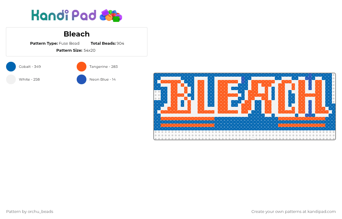 Bleach - Fuse Bead Pattern by orchu_beads on Kandi Pad - blue, orange