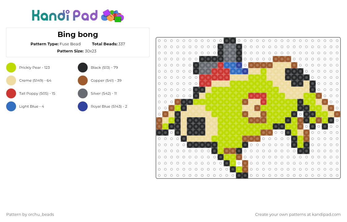 Bing bong - Fuse Bead Pattern by orchu_beads on Kandi Pad - tan,green,beige