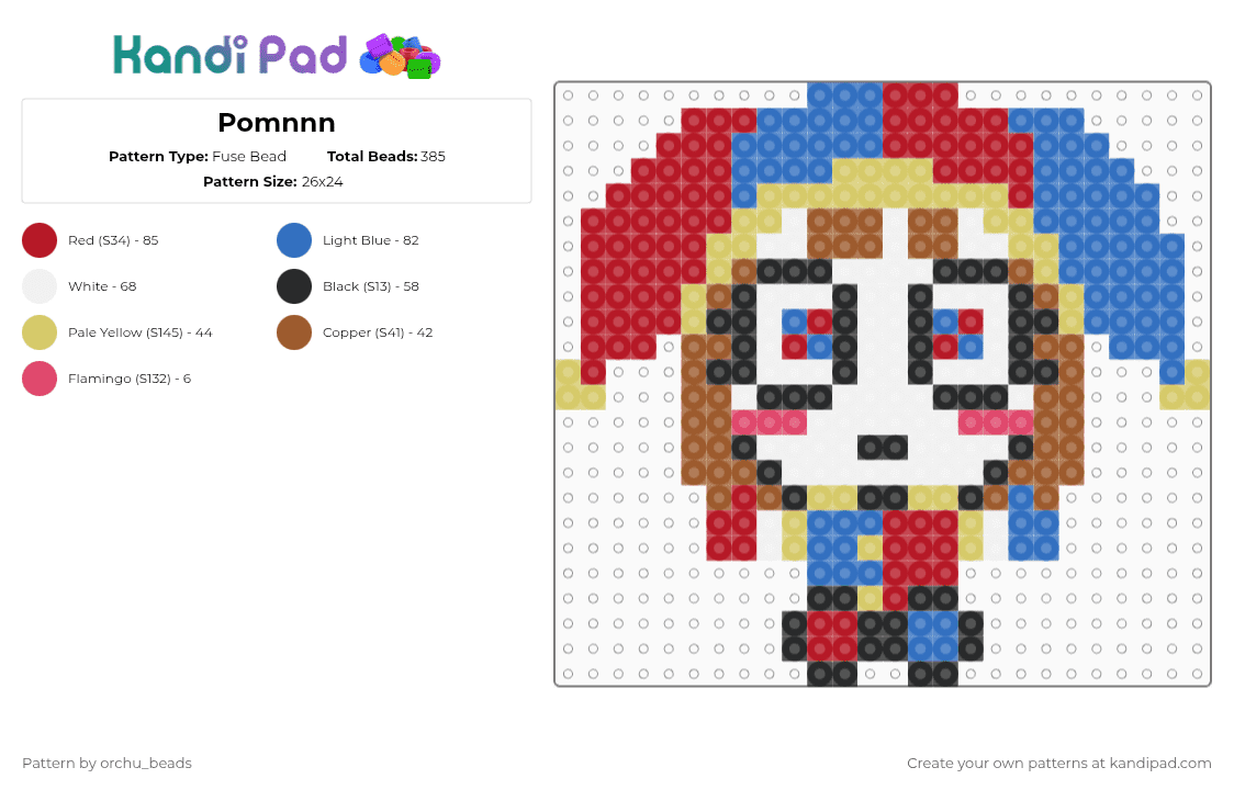 Pomnnn - Fuse Bead Pattern by orchu_beads on Kandi Pad - blue,red