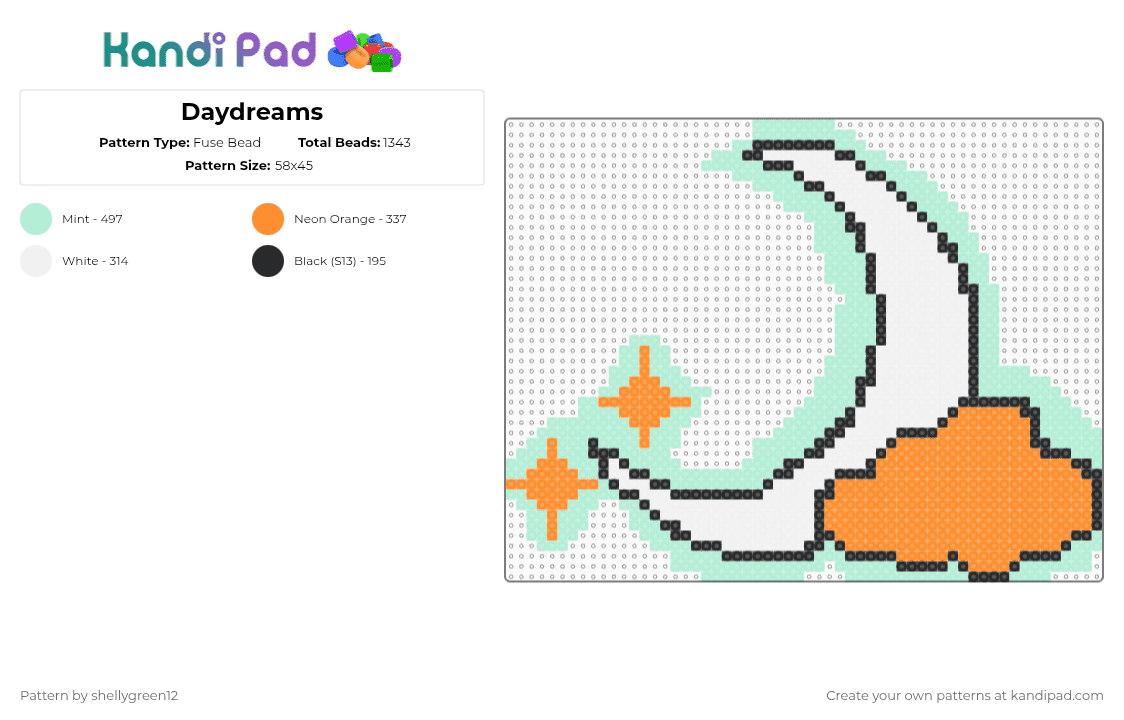 Daydreams - Fuse Bead Pattern by shellygreen12 on Kandi Pad - light blue,orange
