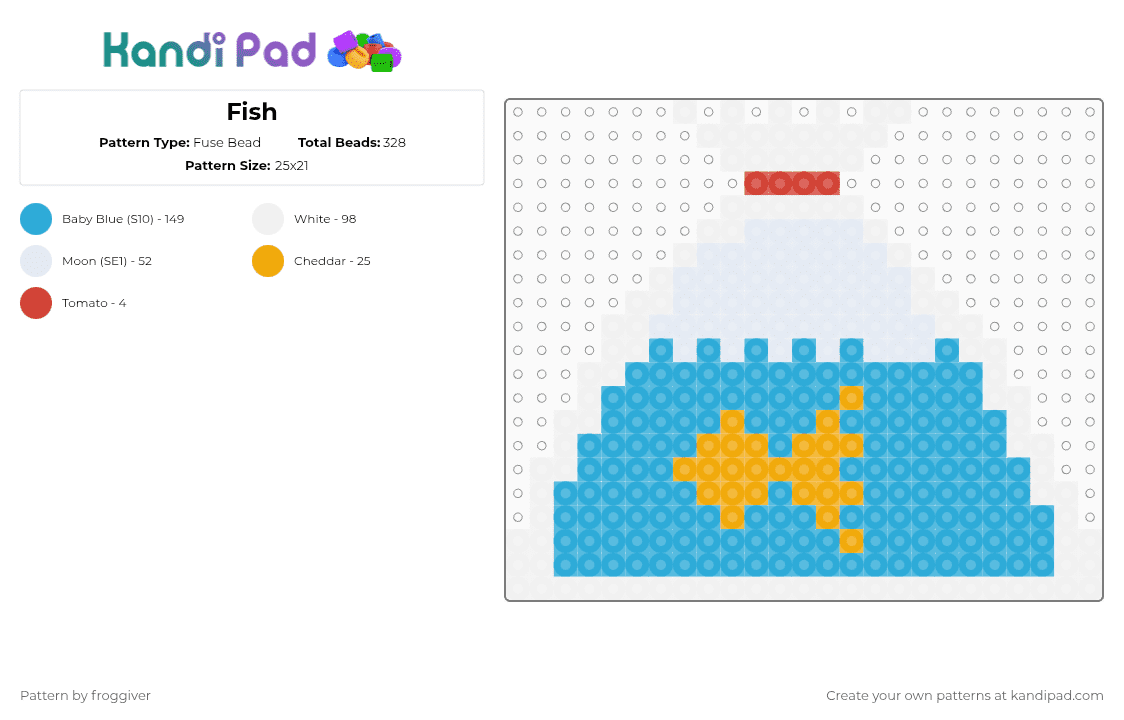 Fish - Fuse Bead Pattern by froggiver on Kandi Pad - light blue,cotdplastic