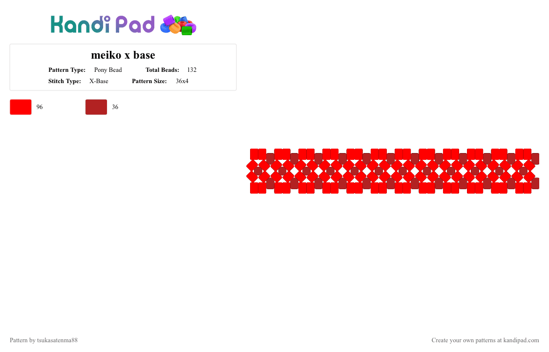 meiko x base - Pony Bead Pattern by miyano_yoshikazu on Kandi Pad - meiko, miku, red, vocaloid
