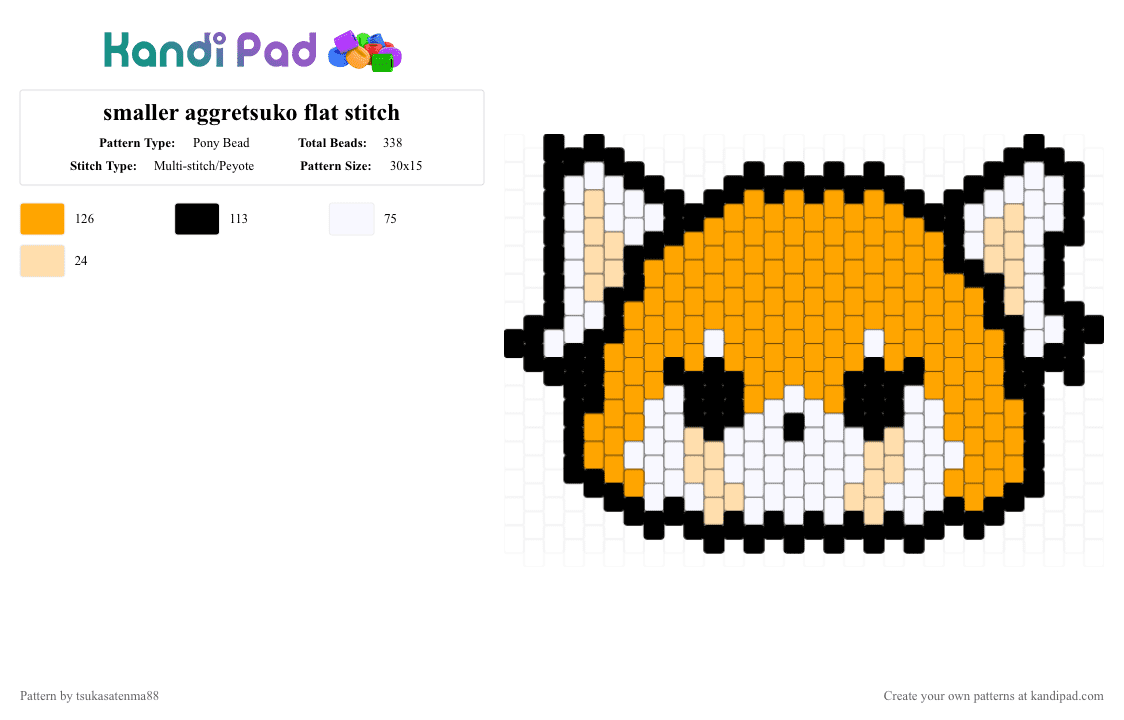 smaller aggretsuko flat stitch - Pony Bead Pattern by sweet_lace_circus on Kandi Pad - aggretsuko, characters, cute, orange, sanrio