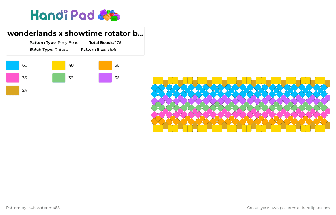wonderlands x showtime rotator base👑 - Pony Bead Pattern by tsukasatenma88 on Kandi Pad - orange,pink,light blue,wxs,wonderlands x showtime,wondershow,miku,vocaloid,pjsk,project sekai