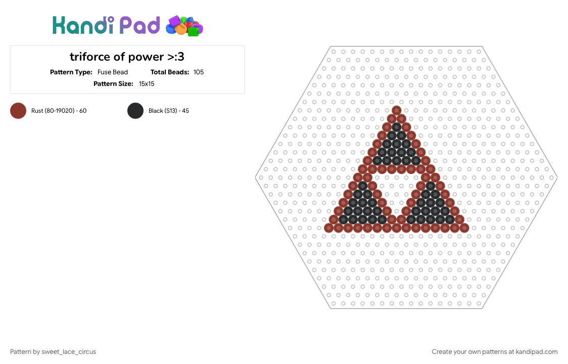 triforce of power >:3 - Fuse Bead Pattern by miyano_yoshikazu on Kandi Pad - black, game, perler beads, red, video game, zelda