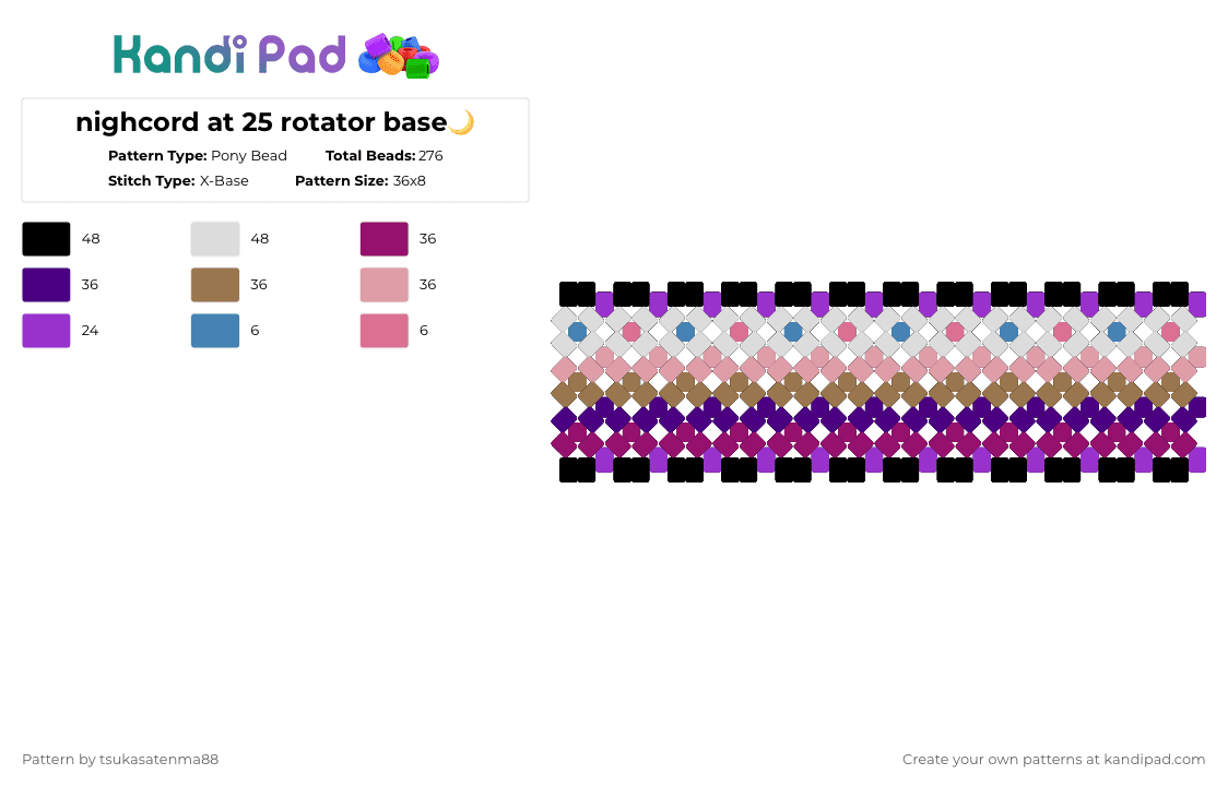nighcord at 25 rotator base🌙 - Pony Bead Pattern by tsukasatenma88 on Kandi Pad - purple,pink,nightcord,n25,nightcord at 25,vocaloid,miku,project sekai,pjsk