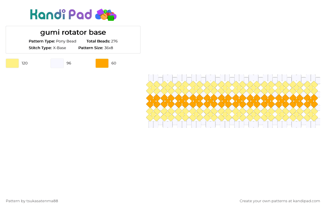 gumi rotator base - Pony Bead Pattern by tsukasatenma88 on Kandi Pad - yellow,orange,gumi,rotator,vocaloid