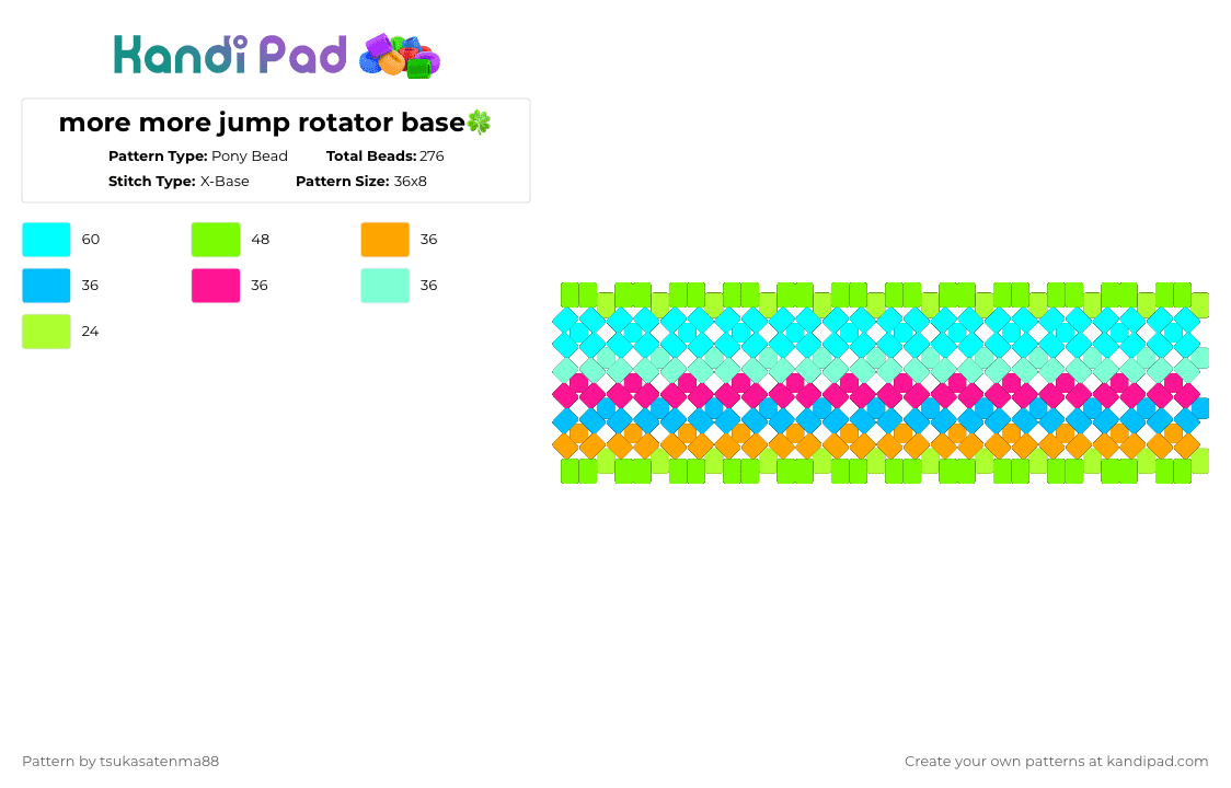 more more jump rotator base🍀 - Pony Bead Pattern by tsukasatenma88 on Kandi Pad - green,light blue,more more jump,vocaloid,pjsk,miku,project sekai,mmj