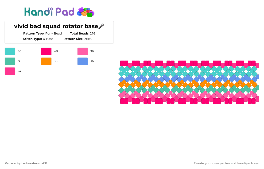 vivid bad squad rotator base🎤 - Pony Bead Pattern by tsukasatenma88 on Kandi Pad - pink,light blue,vbs,vivid bad squad,miku,vocaloid,pjsk,project sekai