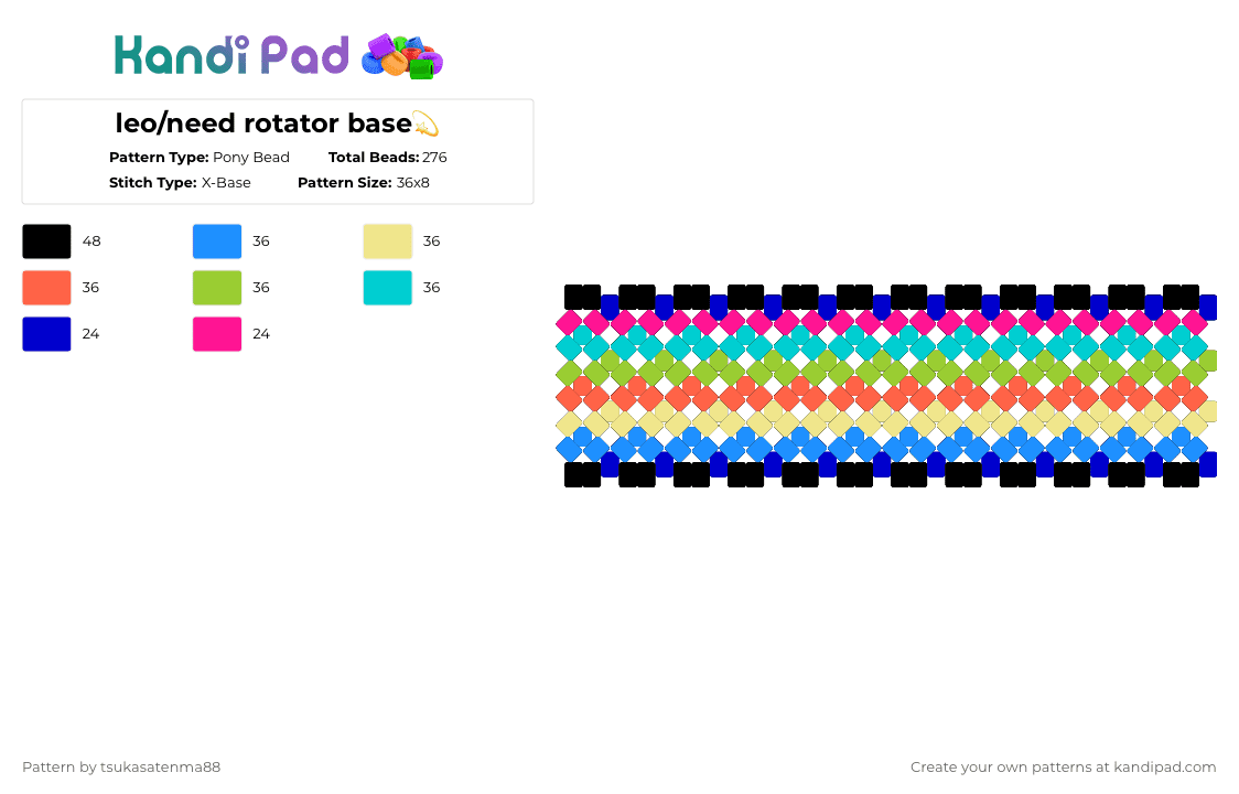 leo/need rotator base💫 - Pony Bead Pattern by tsukasatenma88 on Kandi Pad - light blue,yellow,red,green,leoneed,vocaloid,anime,miku,pjsk,project sekai,sekai