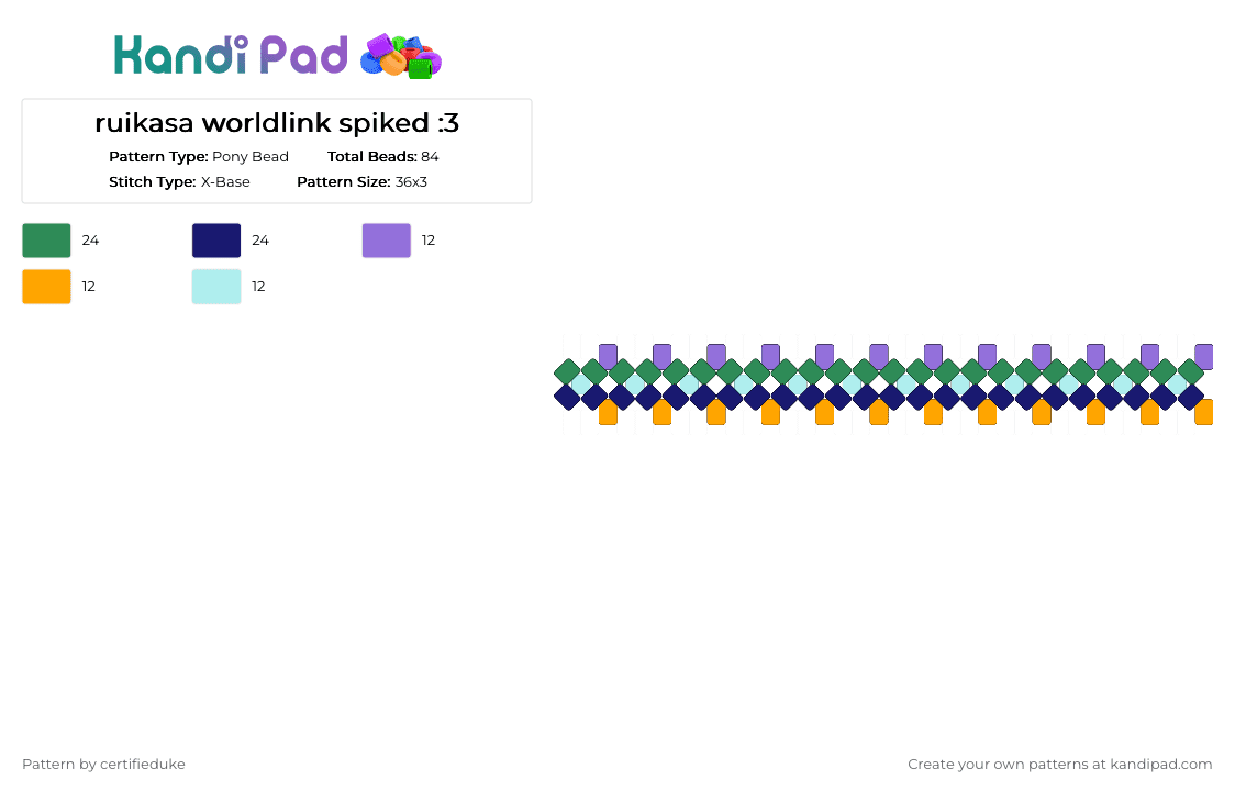 ruikasa worldlink spiked :3 - Pony Bead Pattern by certifieduke on Kandi Pad - green, miku, pjsk, project sekai, prsk, purple, vocaloid, wonderlands x showtime, wondershow, wxs