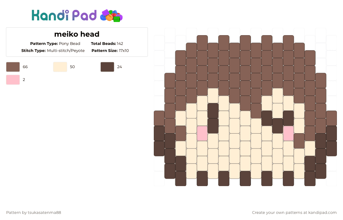 meiko head - Pony Bead Pattern by tsukasatenma88 on Kandi Pad - beige,tan,anime,vocaloid,meiko