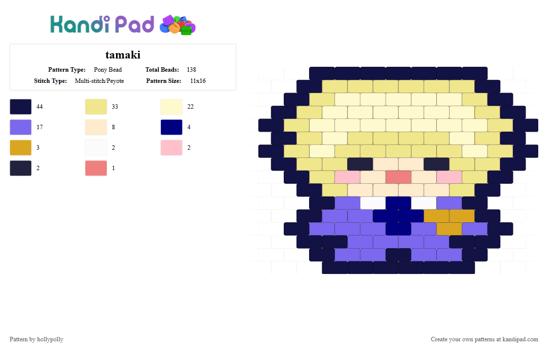 tamaki - Pony Bead Pattern by hollypolly on Kandi Pad - purple,yellow