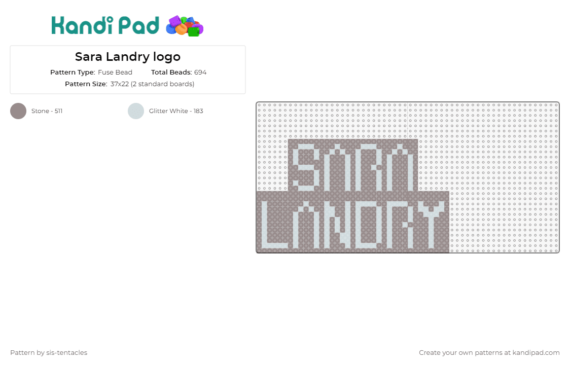 Sara Landry logo - Fuse Bead Pattern by sis-tentacles on Kandi Pad - sara landry,dj,edm,music,beige,logo,electronic,artist,audio,subtle