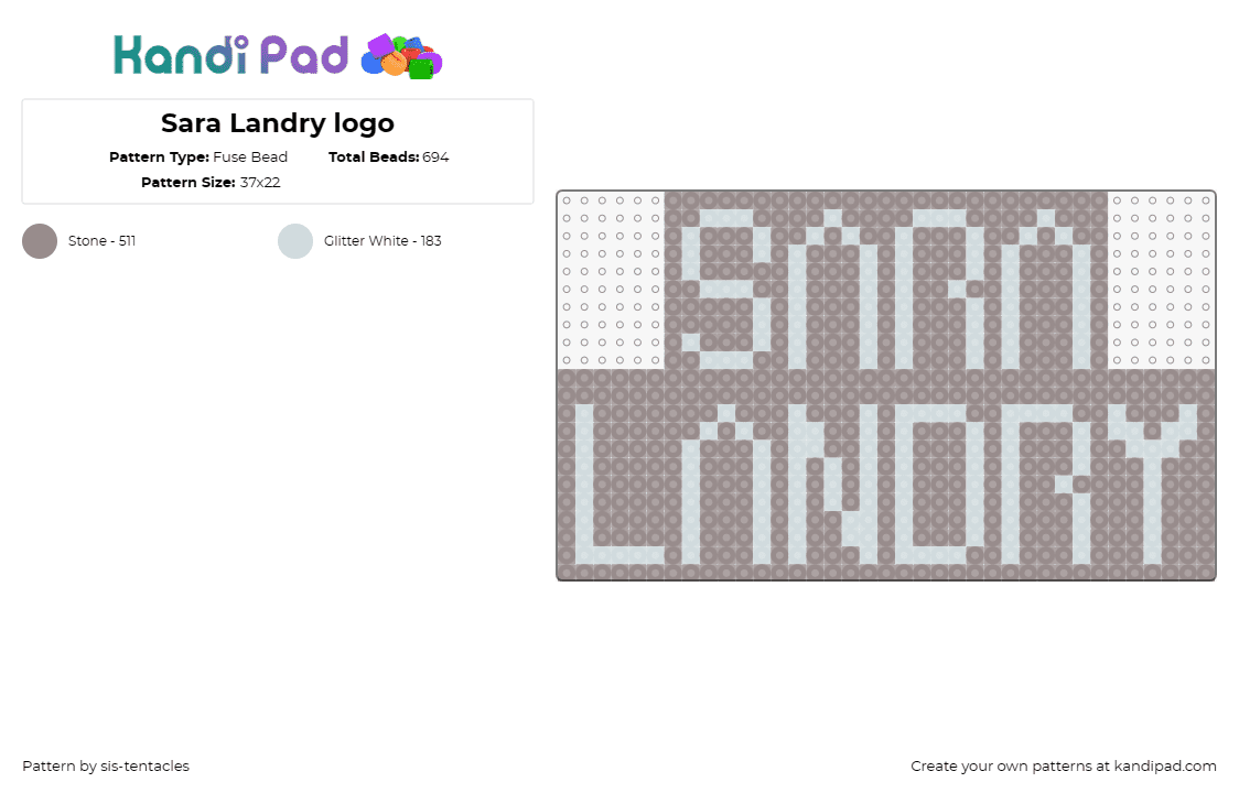 Sara Landry logo - Fuse Bead Pattern by sis-tentacles on Kandi Pad - sara landry,dj,edm,music,beige,logo,electronic,artist,audio,subtle