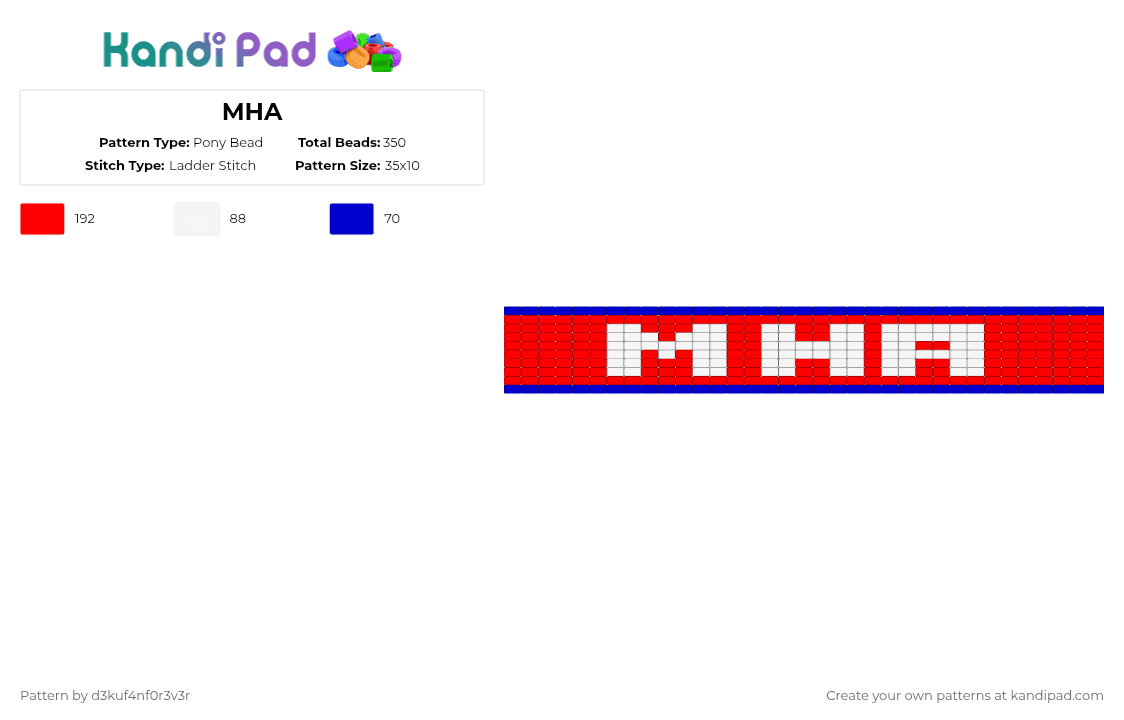 MHA - Pony Bead Pattern by d3kuf4nf0r3v3r on Kandi Pad - purple,red