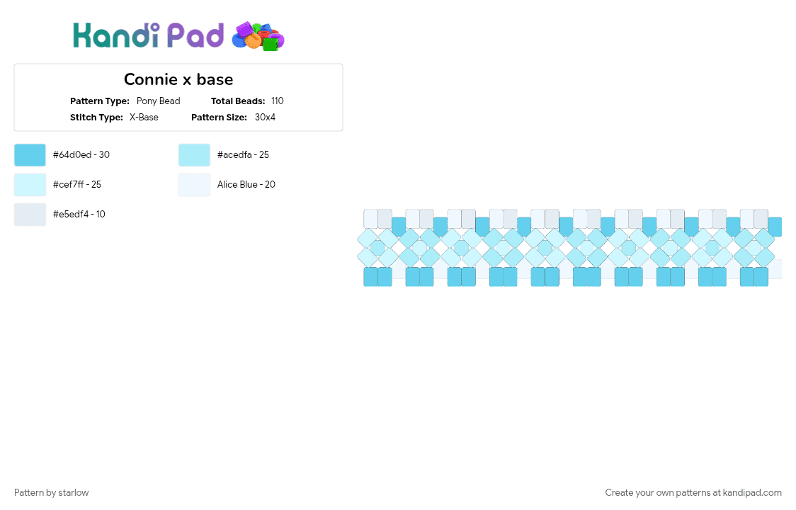 Connie x base - Pony Bead Pattern by -fxnn on Kandi Pad - light blue, white