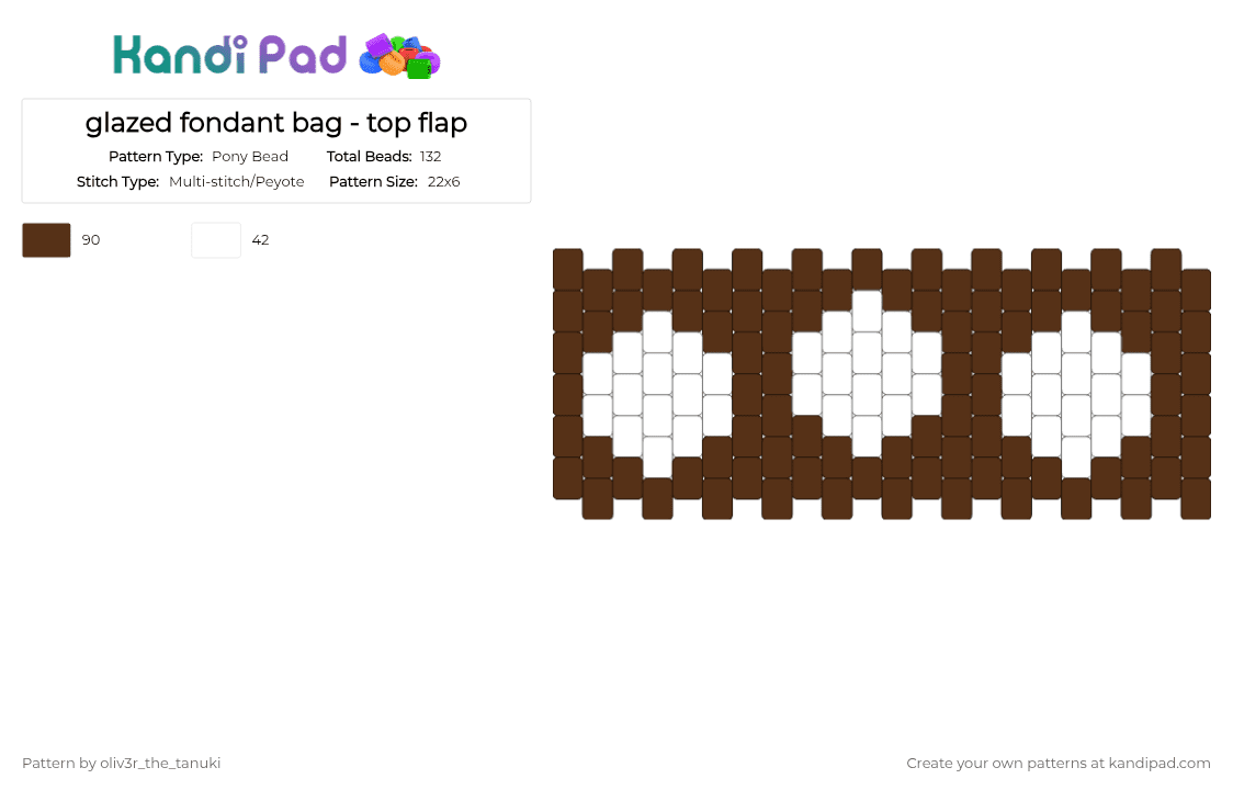 glazed fondant bag - top flap - Pony Bead Pattern by oliv3r_the_tanuki on Kandi Pad - brown,white,cocoa,dandys world,dw,roblox,purse,bag,chocolate,trinket