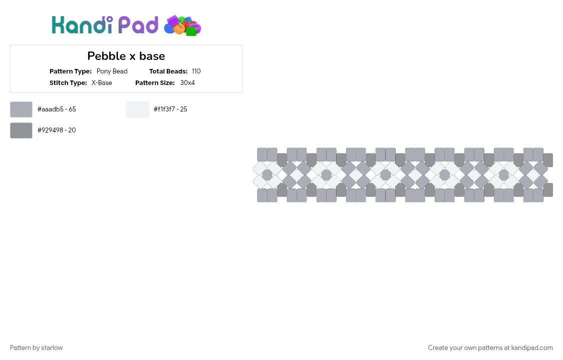 Pebble x base - Pony Bead Pattern by starlow on Kandi Pad - gray