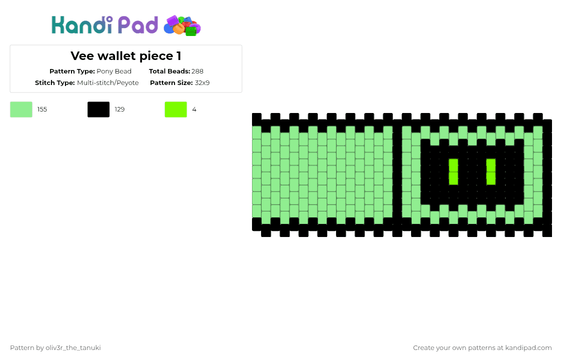 Vee wallet base - Pony Bead Pattern by oliv3r_the_tanuki on Kandi Pad - teal,vee,dandy,dandys world,dw,roblox,wallet,bag,purse
