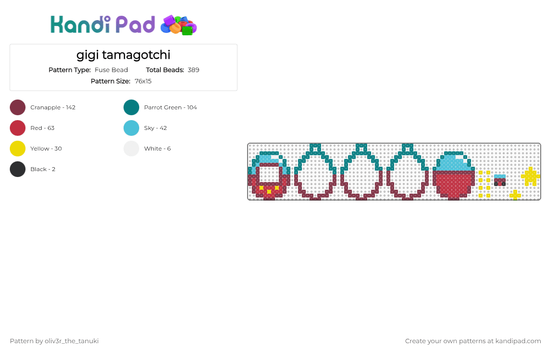 gigi tamagotchi - Fuse Bead Pattern by starlow on Kandi Pad - brown, teal