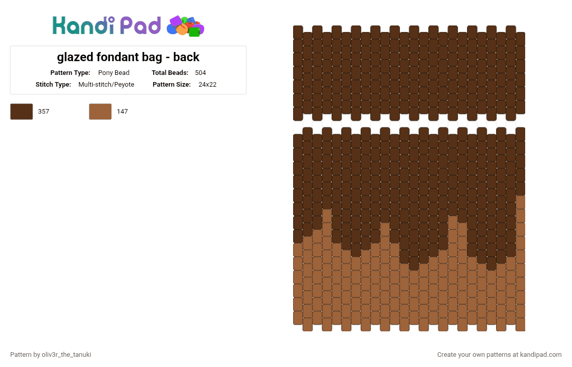 glazed fondant bag - back - Pony Bead Pattern by oliv3r_the_tanuki on Kandi Pad - brown,tan,cocoa,dandys world,purse,bag,dw,chocolate,roblox,trinket
