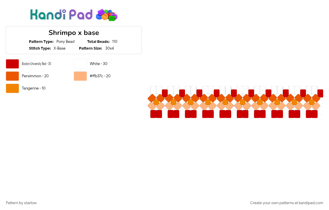 Shrimpo x base - Pony Bead Pattern by starlow on Kandi Pad - cuff, dandy, dandys world, dw, orange, red, roblox, shrimp, shrimpo, video game