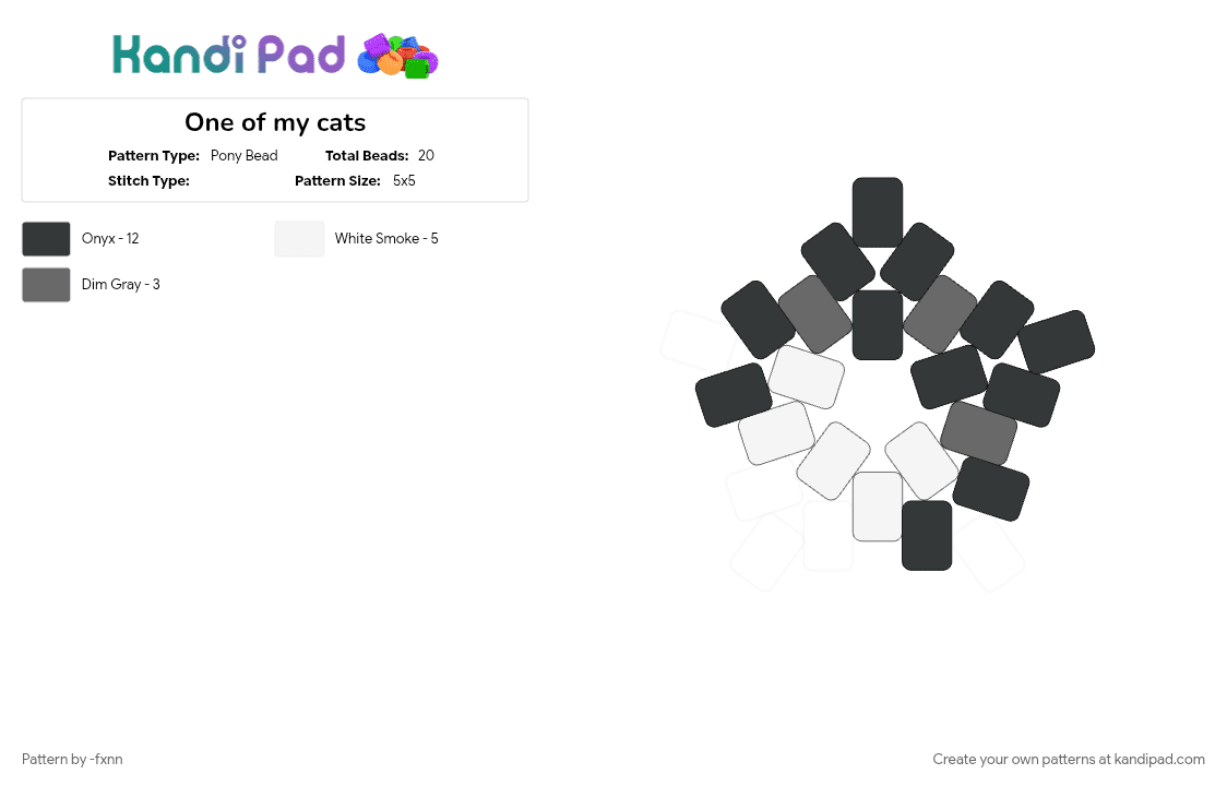 One of my cats - Pony Bead Pattern by lumalee on Kandi Pad - gray, white