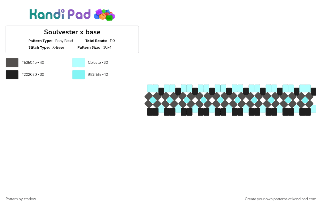 Soulvester x base - Pony Bead Pattern by -fxnn on Kandi Pad - gray, light blue