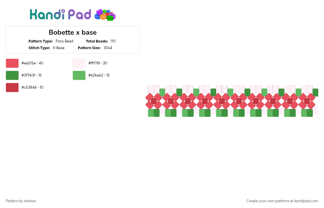 Bobette x base - Pony Bead Pattern by -fxnn on Kandi Pad - green, red