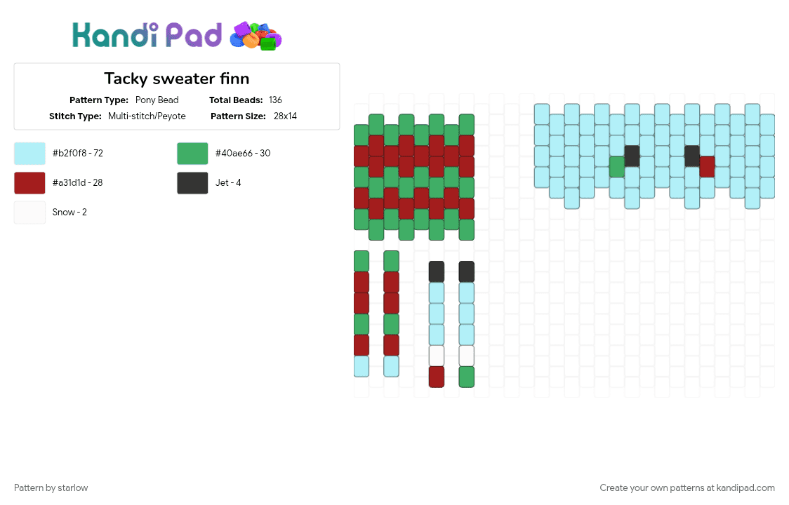 Tacky sweater finn doll - Pony Bead Pattern by -fxnn on Kandi Pad - light blue