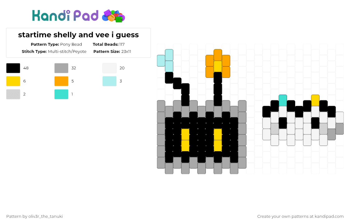 startime shelly and vee i guess - Pony Bead Pattern by starlow on Kandi Pad - beige, dandy, dandys world, dw, roblox, shelly, startime, vee